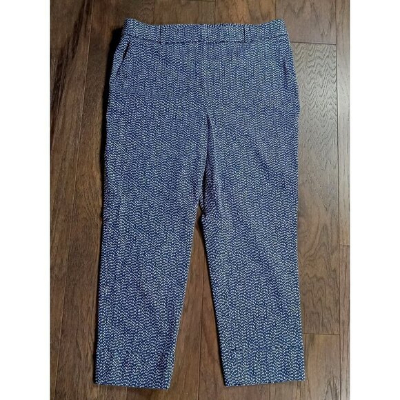 CHICO'S Stretch Cotton Blend Slacks Navy/White Sz 1 (Sz 8) EUC - Picture 1 of 7